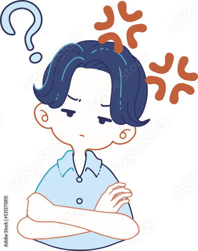 怒りながら問いかけてくる人物のイラスト