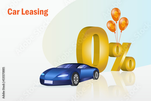 Car leasing, buy new car with 0% interest free. Financial promotion campaign for buying new car.