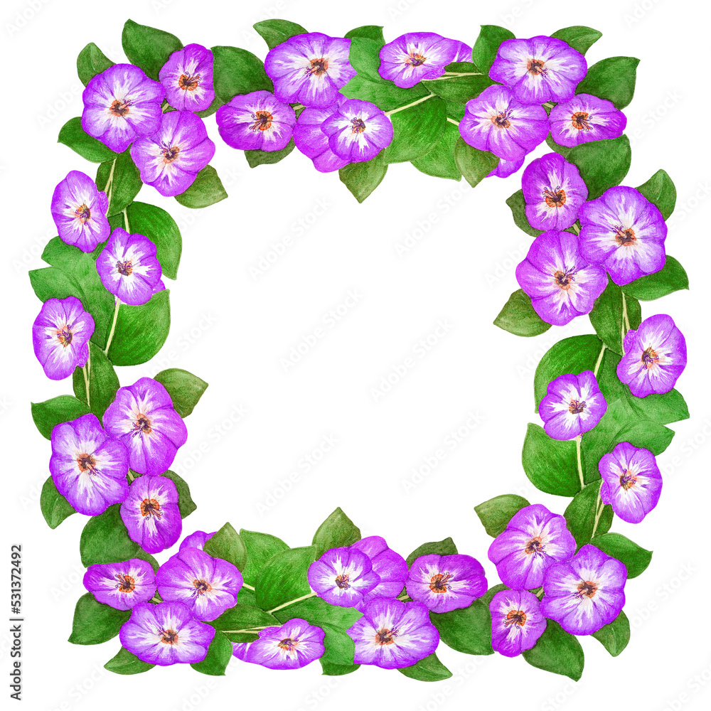 square frame made of purple flowers