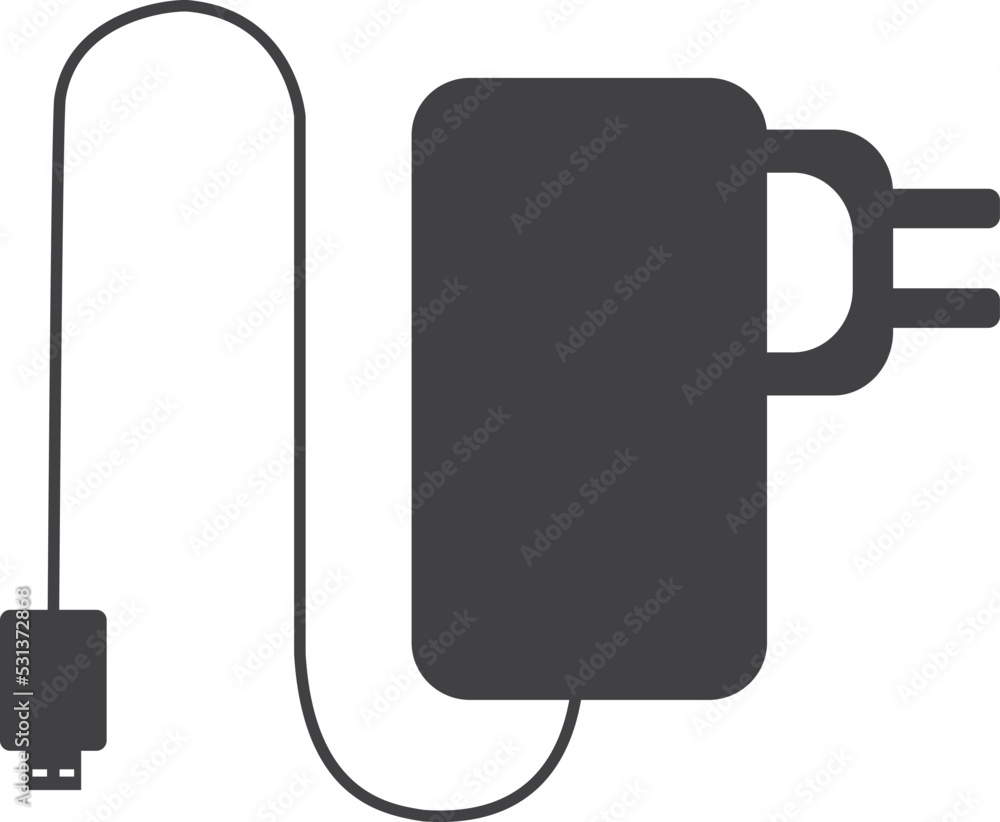 Power charger icon, charging cable icon vector Power charger icon, charging cable icon vector