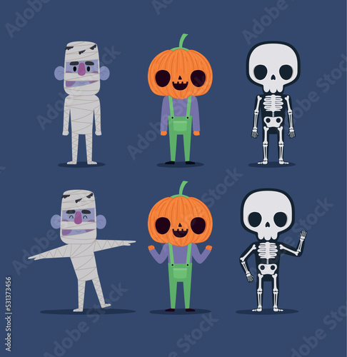 colored halloween characters
