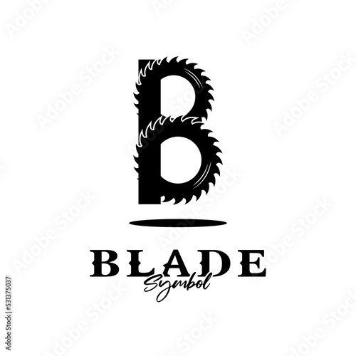 Initial B Grinder Blade for woodworking or carpentry logo design