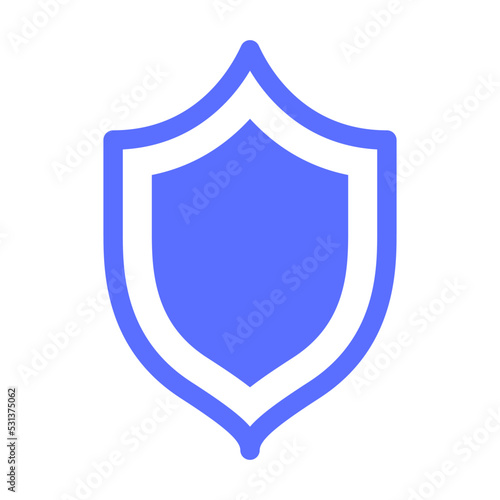 Shield Icon in trendy flat style isolated on blue background.
