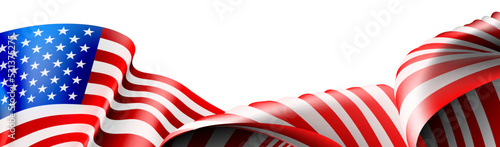 A Fourth of July Independence Day patriotic frame border background design element with an American Flag design element