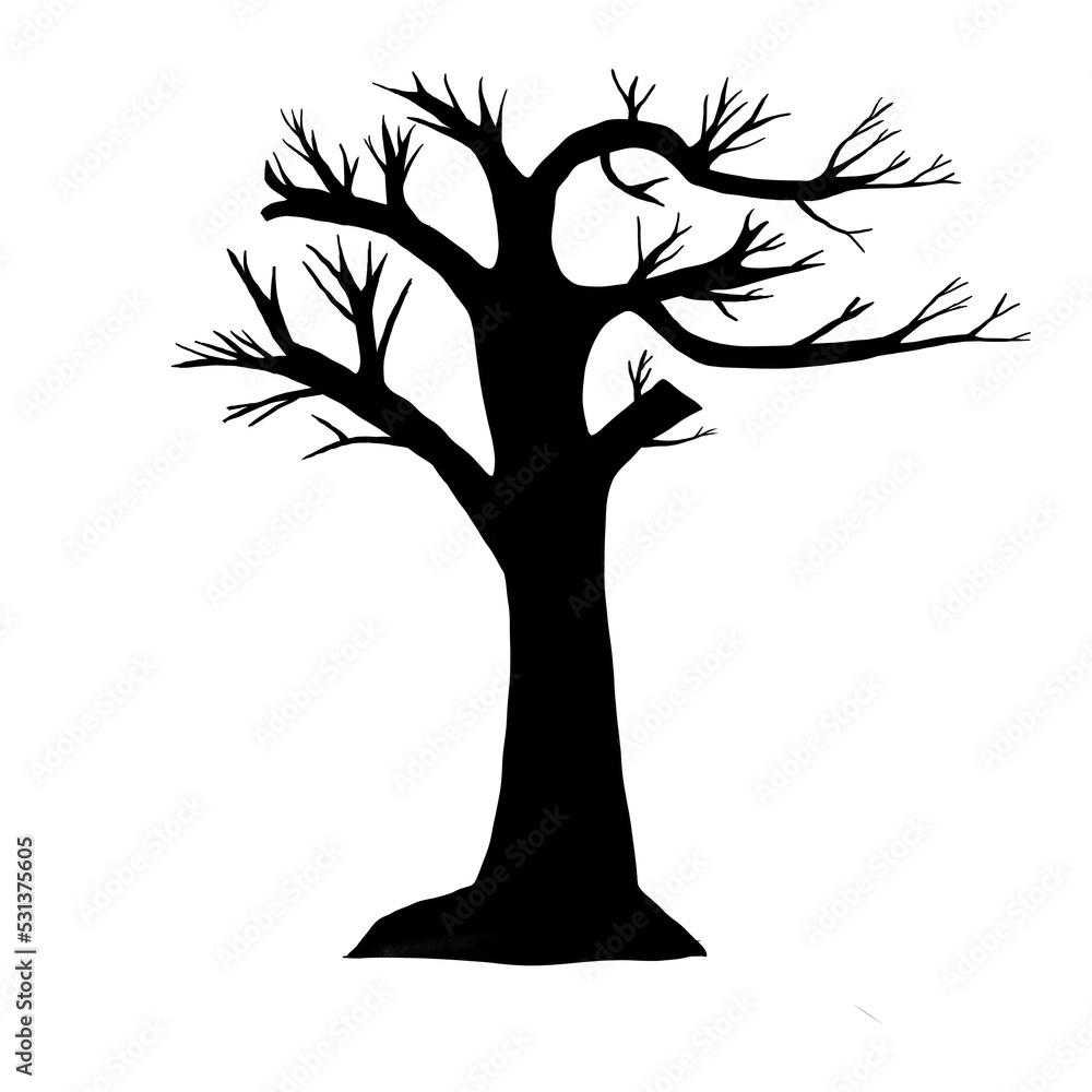 vector black silhouette of a bare tree vector black silhouette of a bare tree