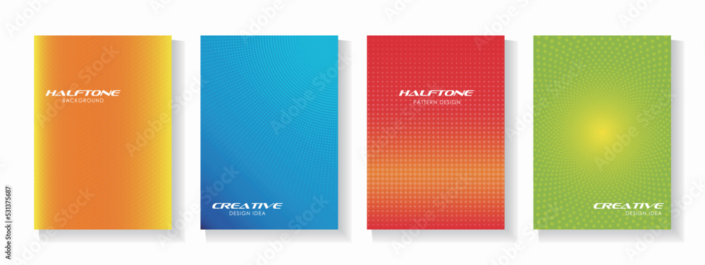 Vector set of halftone gradient background. For book cover, notebook cover, brochure, poster, flyer, web banner, etc.