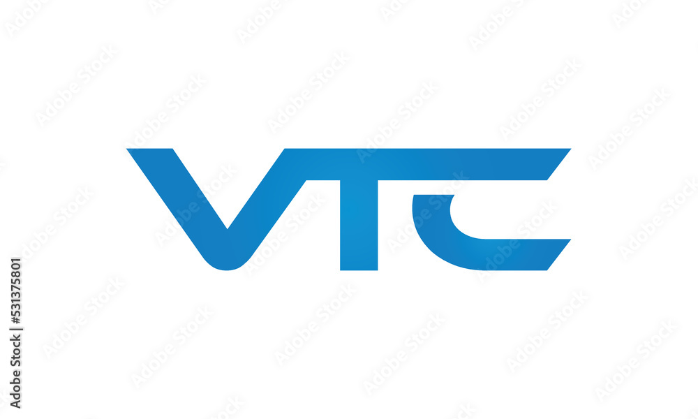 VTC monogram linked letters, creative typography logo icon VTC monogram linked letters, creative typography logo icon