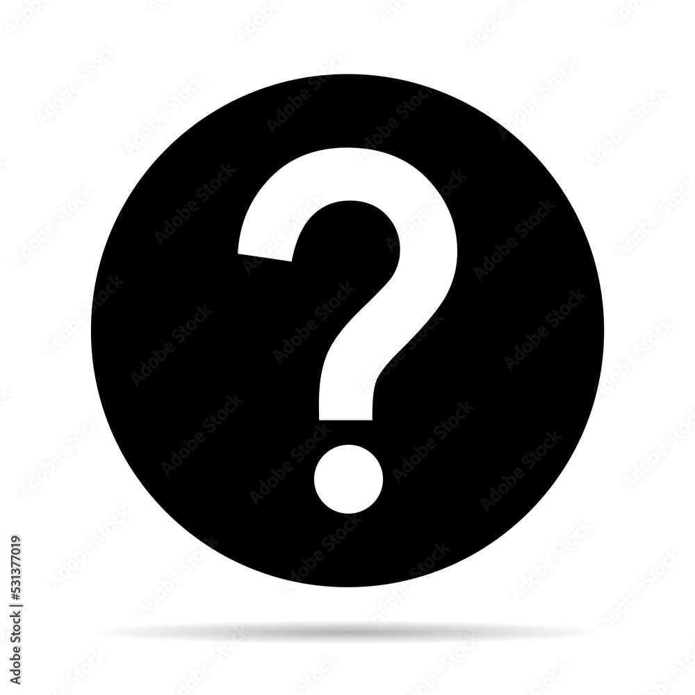 Question icon mark with shadow, help or ask bubble graphic symbol, web faq vector illustration Question icon mark with shadow, help or ask bubble graphic symbol, web faq vector illustration