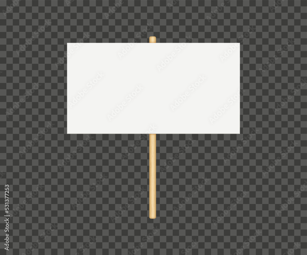 Picket banner frame. Blank demonstration banner mock up. Empty protest placard with wooden poles. Realistic politic strike board mockup. Vector illustration isolated on transparent background. Picket banner frame. Blank demonstration banner mock up. Empty protest placard with wooden poles. Realistic politic strike board mockup. Vector illustration isolated on transparent background.