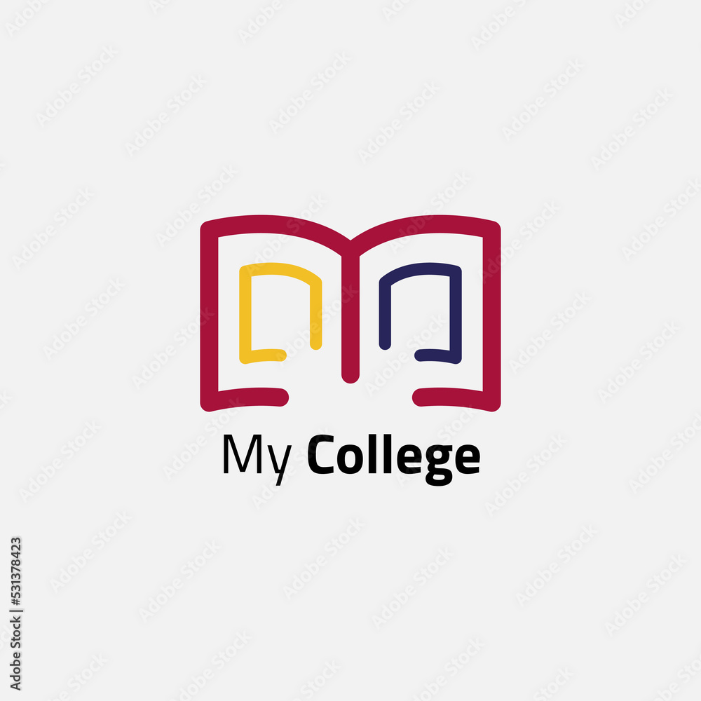 Educational logo with shapes like books and letters. Educational logo with shapes like books and letters.