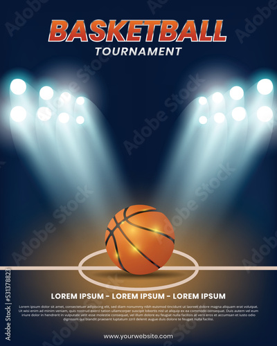 Basketball with spotlight illustration flyer vector