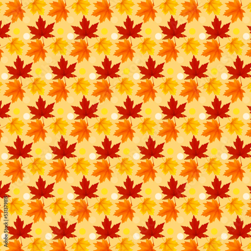 Autumn leaves seamless pattern. Vector Illustration. 