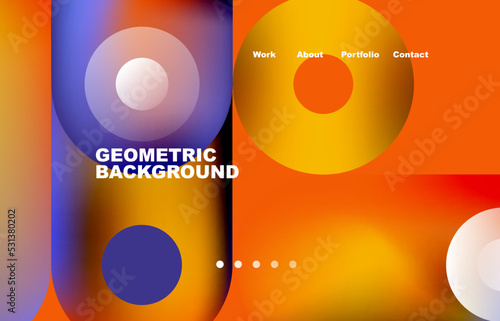 Website landing page abstract geometric background. Circles and round shapes. Web page for website or mobile app wallpaper