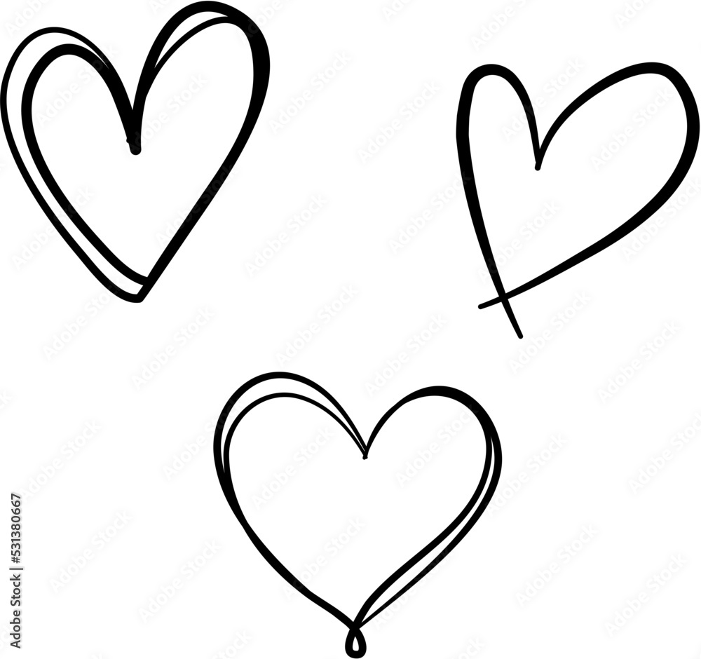 Group of Hearts Doodle Illustration Group of Hearts Doodle Illustration