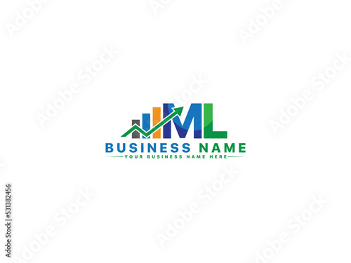 Letter ML lm Logo Icon, Financial Ml lm Logo Letter Vector For Market Analyses Company