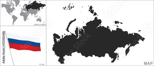 Russia map and flag. vector