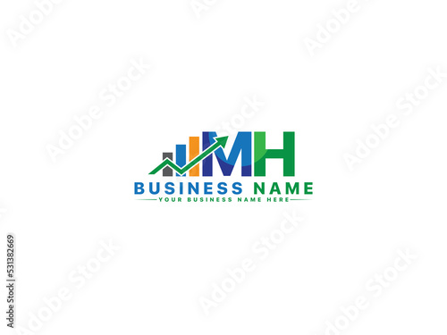 Letter MH hm Logo Icon, Financial Mh m h Logo Letter Vector For Market Analyses Company