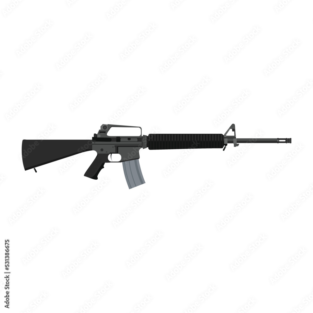 Illustration of the M 16 assault rifle . Vector