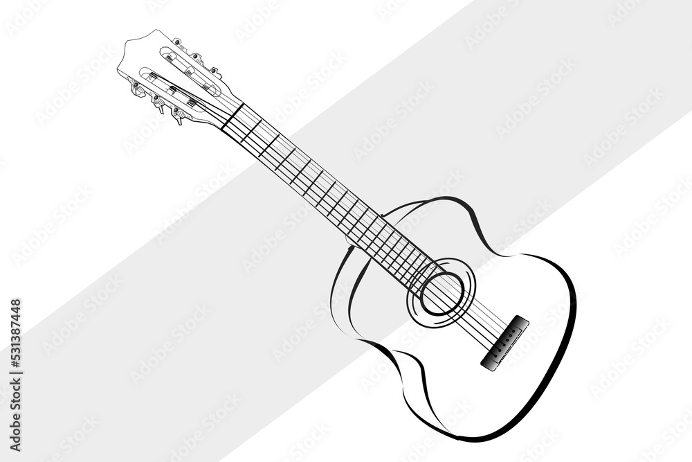 White abstract background with black guitar elements White abstract background with black guitar elements