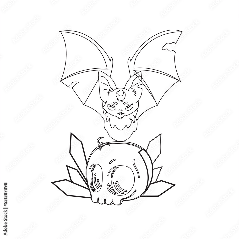 Creepy kawaii coloring page for all ages Stock Vector | Adobe Stock