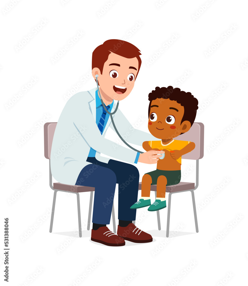 doctor do examine to little kid to check the illness doctor do examine to little kid to check the illness