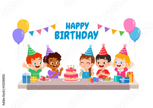 little kid blow candle on birthday party with friend
