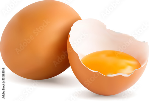 Vászonkép broken egg isolated on white