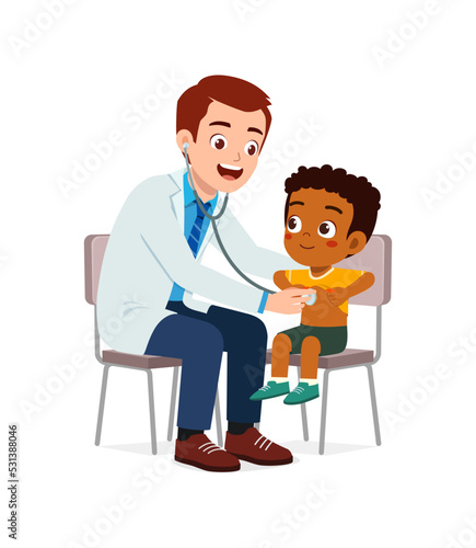doctor do examine to little kid to check the illness
