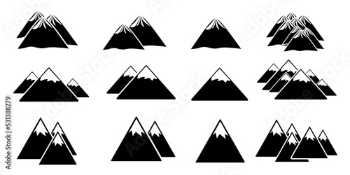mountain icon shape set illustration