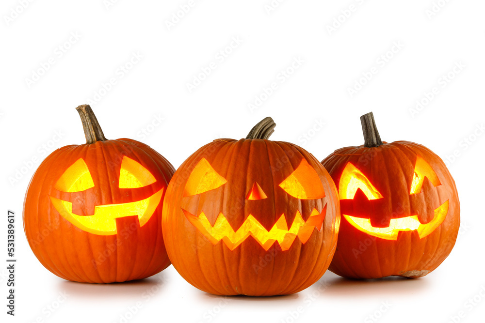 Fototapeta premium Three Halloween lantern pumpkins