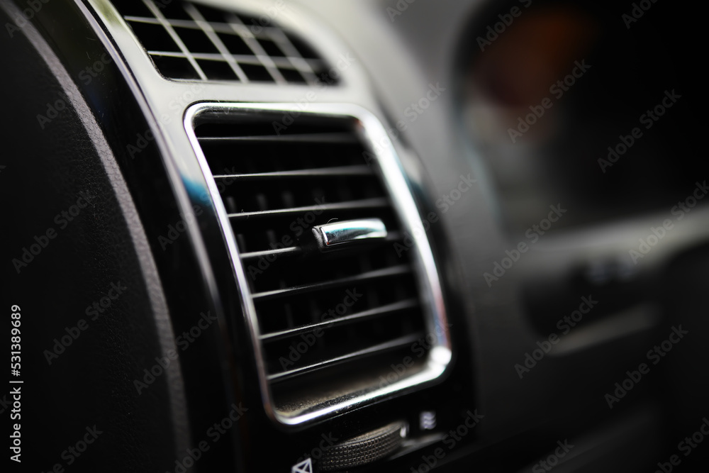 The process of choosing climate control in the car. Various controls in auto switches. Modern car interior The process of choosing climate control in the car. Various controls in auto switches. Modern car interior