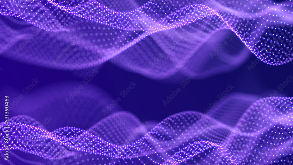 Futuristic wave with many dots. Abstract motion background of colored dots. Technology or science. 3d Futuristic wave with many dots. Abstract motion background of colored dots. Technology or science. 3d
