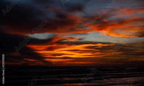 Panorama Beautiful sunset over the sea.Dramatic sky on twilight time and reflection on the sea for travel in holiday relax time,Asia landscape concept. © noon@photo