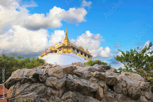 Wat Saket, The Golden Mount Temple, Travel Landmark of Bangkok, Thailand.