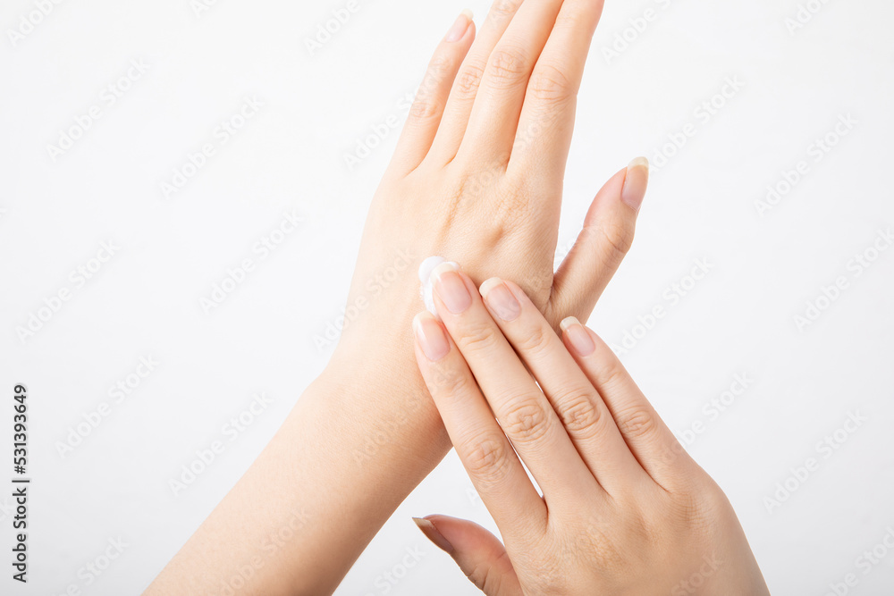 Hands of a young beautiful woman, hand care Hands of a young beautiful woman, hand care