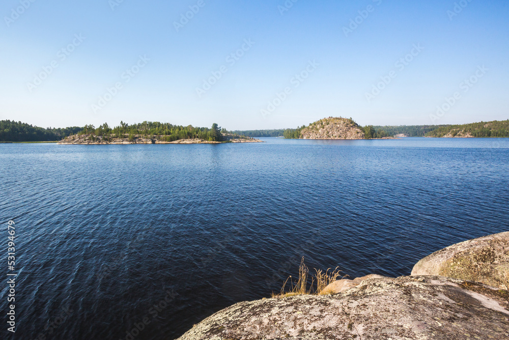 Rock islands near the Koyonsaari Island. Skerries of Ladoga Lake. Karelia Republic, Russia
