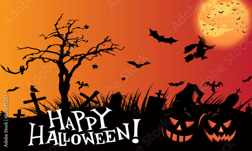 Flat design halloween background, Gradient halloween background.