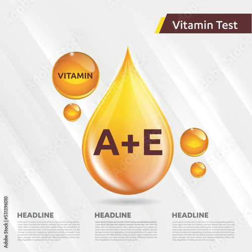 Ae vitamin icon Logo Golden Drop, Complex drop. Medical background heath Vector illustration
