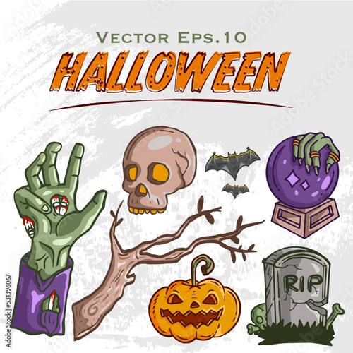 Hand drawn Halloween Doodle icon Set