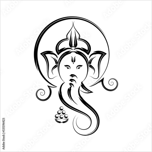 Ganesha The Lord Of Wisdom Calligraphic Style M_2209002