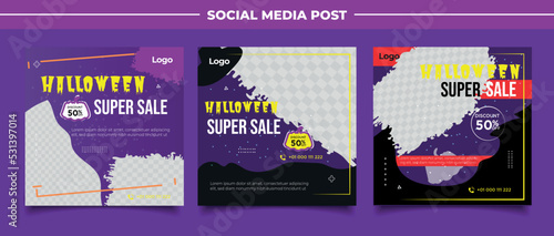 Halloween instagram post template design
