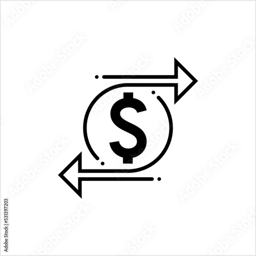 Cash Flow Icon, Money, Currency Flow, Inflow Outflow, Business Economy Activity