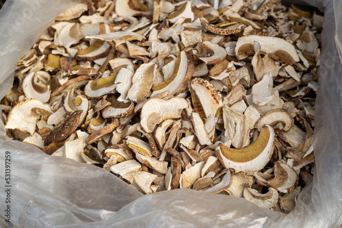 sliced and dried porcini mushrooms