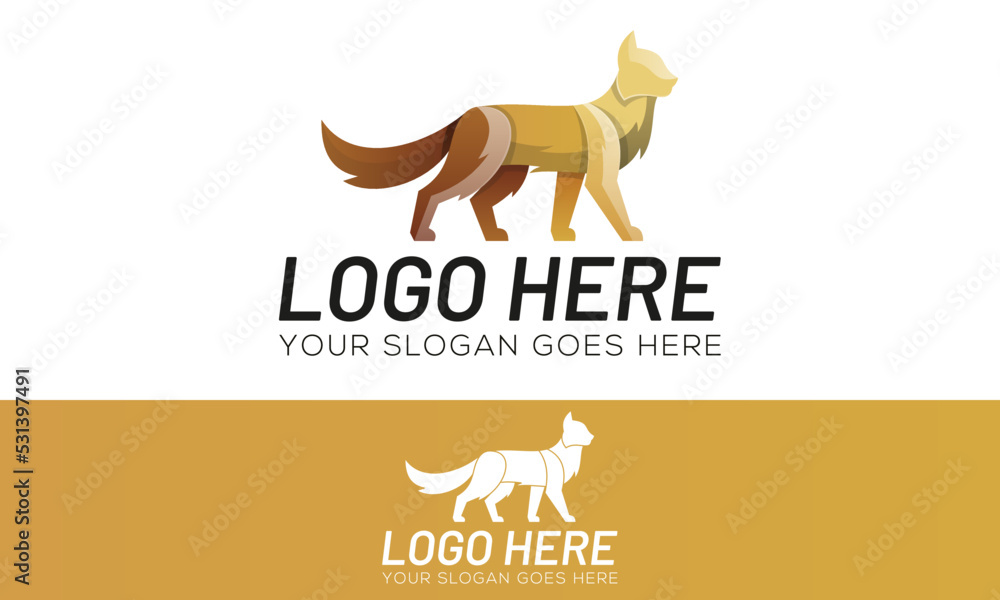 Brown Color Fox Wolf Mascot Style Logo Design Brown Color Fox Wolf Mascot Style Logo Design