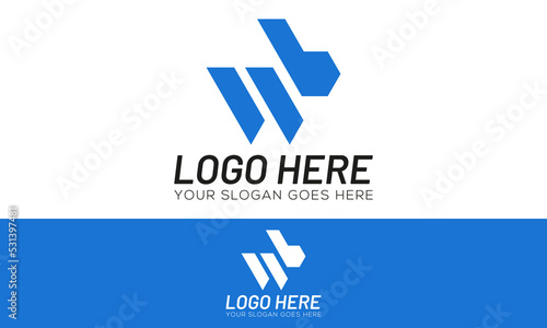 Blue Color Initial Letter W Simple Shape Rabbit Logo Design
