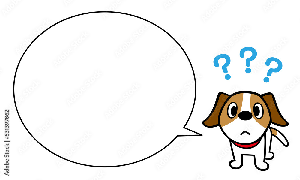 ジャックラッセルテリア犬　はてなマーク　ふきだし