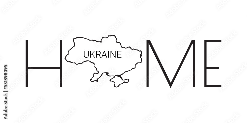text with Ukrainian symbols. map of Ukraine. vector. blue and yellow. flag, home