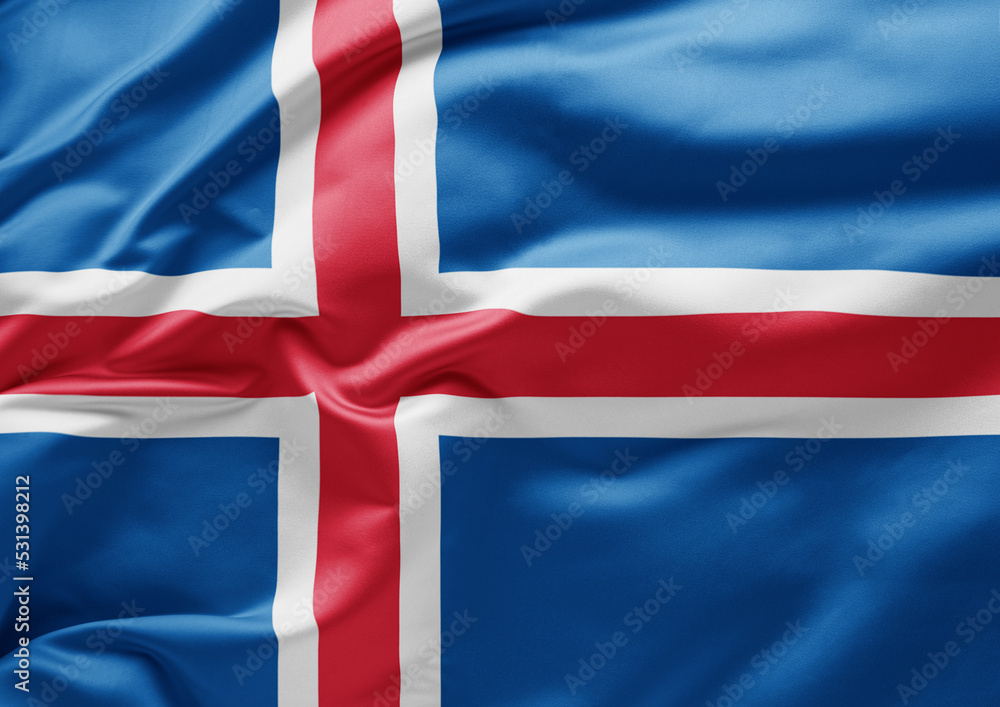 Fototapeta premium Waving national flag of Iceland