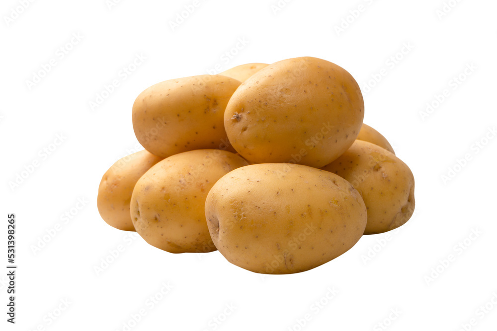A group of fresh tasty potato isolated on white background. A group of fresh tasty potato isolated on white background.
