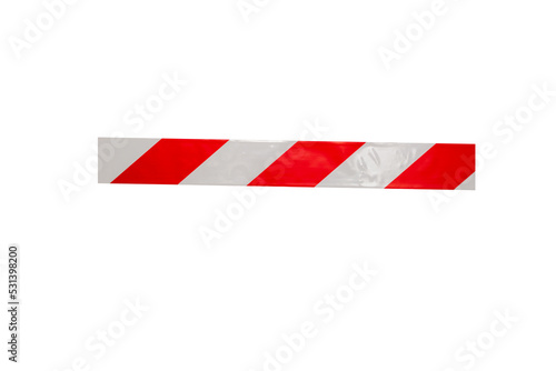 Red and white safety line isolated on white